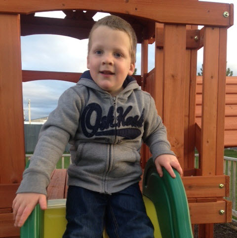 Liam on a slide.