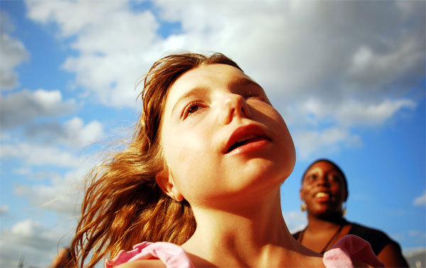 Young girl outside.